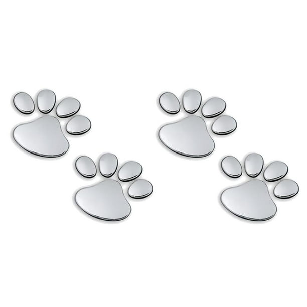sweethay Pegatina de plástico para coche, calcomanía de pata, pegatinas impermeables con estampado de pie de Animal, accesorios de decoración plata 2piezas