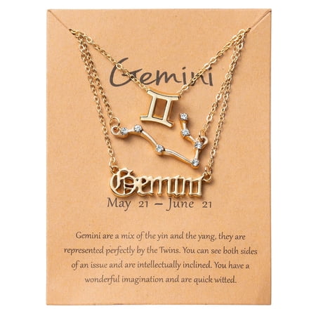 GROBRO7 Gemini Zodiac Pendant,Alloy Gemini Necklace Jewelry for Birthday,Gold,3pcs