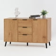 thumbnail image 4 of Gzxs 47.2" Buffet Sideboard, Vintage Wooden Cabinet with 3 Drawers and 2 Doors, Kitchen Cupboard for Entryway Dining Room Living Room, Natural, 4 of 9