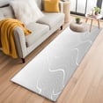 thumbnail image 3 of 2x6 Kitchen Runner Rug, Grey Geometric Non-Skid Rubber Backing Hallway Rugs Rugs - Living Room Bedroom Home Office, Modern White Stripe Abstract Distortion Art Indoor Floor Mat Carpets Washable Rug, 3 of 9