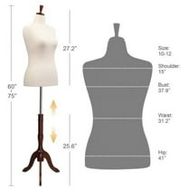 Bonnlo Female Dress Form Size 10-12, Adjustable Height Torso Body with Upgraded Tripod Stand, Medium Size Mannequin for sewing and display (10-12, Cream1)