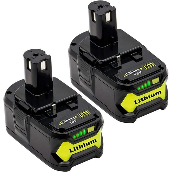 P108 Battery Replacement for Ryobi 18V 6.0 Ah Li-ion Replacement for Ryobi 18VBattery for P102 P108 P189 P190 P197 P100 P107 for Ryobi18V Battery Cordless Tool 2PACK