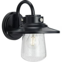 Progress Lighting Tremont 1-Light Matte Black Outdoor Wall Lantern with Clear Seeded Glass Shade