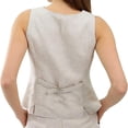 thumbnail image 2 of CHOK Womens Pure Linen Sleeveless Button Down V Neck Crop Top Summer Vest Waistcoat, 2 of 6