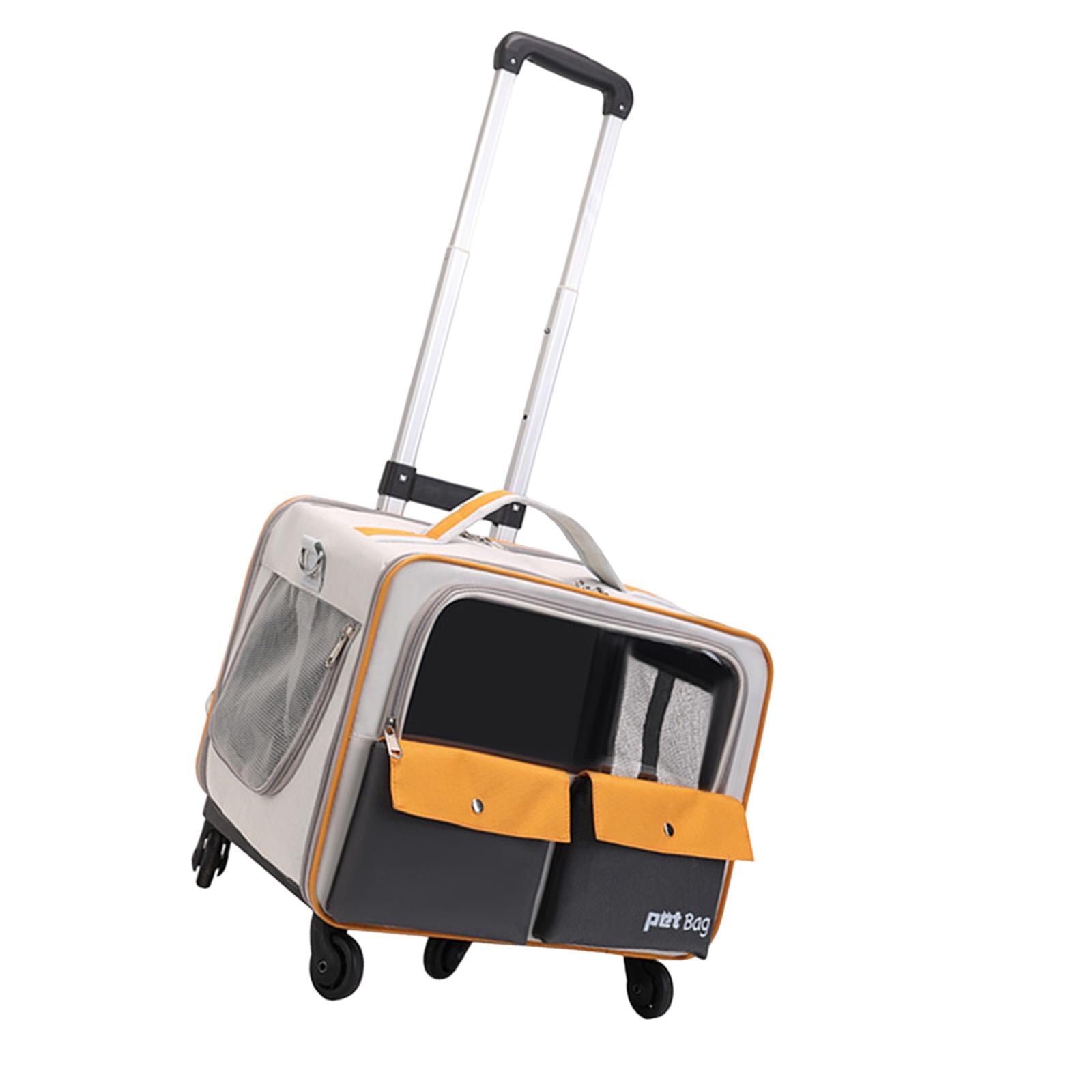 EHJRE Cat Trolley Bag Pet Carrier Portable Smooth Zipper Transparent Window Dog Backpack, Pet Travel Bag for Cats Puppy Kitten Dogs Yellow