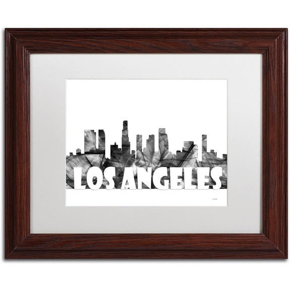 Trademark Fine Art 'Los Angeles CA Skyline BG-2' Canvas Art by Marlene Watson, White Matte, Wood Frame