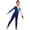 Navy Blue, variant on Kid Girls Gymnastics Jersey Dance Unitards Mesh Patchwork Rhinestone Stirrup Jumpsuit for Artistic Skating Dusty Pink 6