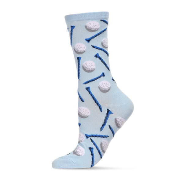 MeMoi Golf Madness Bamboo Blend Crew Sock - Womens - Female, 9-11, Light Blue
