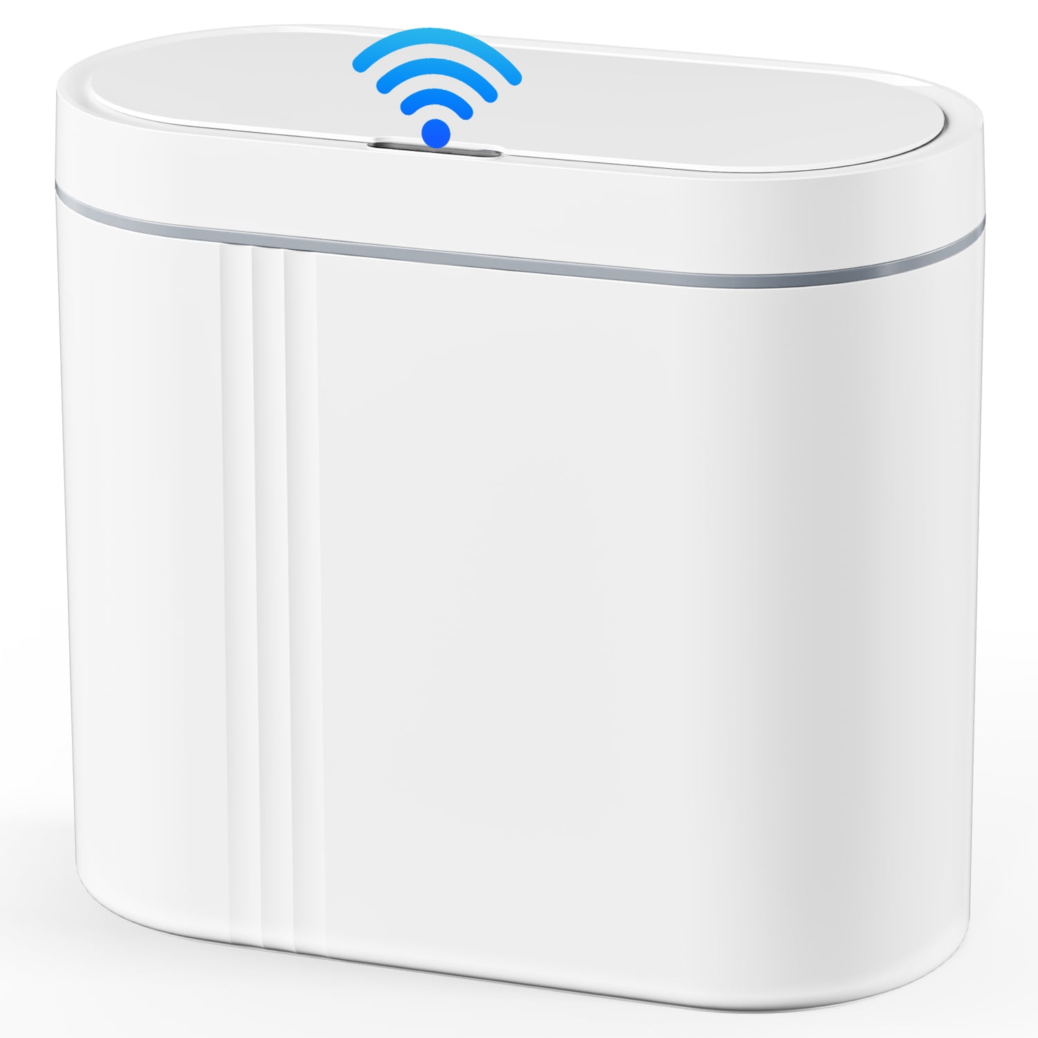 TINANA Automatic Sensor Trash Can: 3.7 Gallon Plastic Garbage Bins, 14L Waterproof Touchless Slimline Wastebasket for Bathroom, Bedroom, Kitchen, Office, White