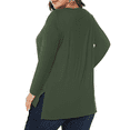 thumbnail image 3 of Fancyglim Womens Plus Size Tee Shirts Long Sleeve V Neck Loose Tops(Green 5X), 3 of 7