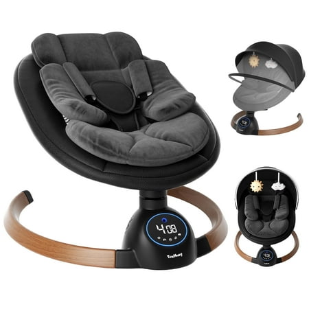 TouHeart Electric Baby Swing for Infants with Bluetooth & Remote, 5 Speeds, 10 Lullabies, Black
