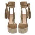 thumbnail image 4 of YDN Women Round Toe Ankle Wrap Espadrilles Sandals Platform Wedge High Heels Pumps Comfortable Date Dressy Shoes Size 7 Brown, 4 of 5