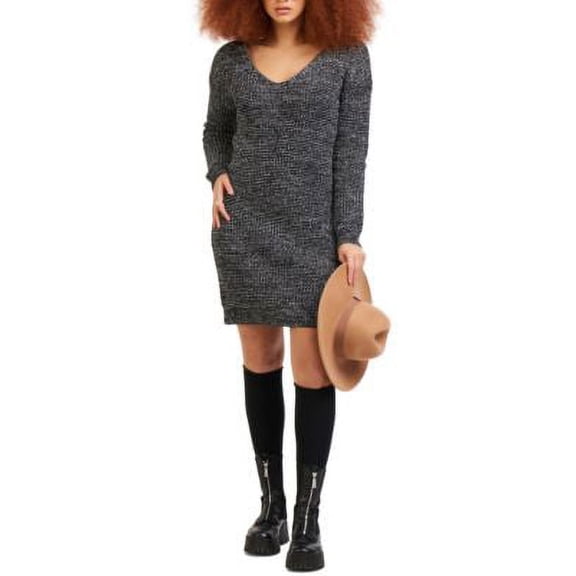 MSRP $89 Tape V-Neck Sweater Dress Charcoal Size Medium