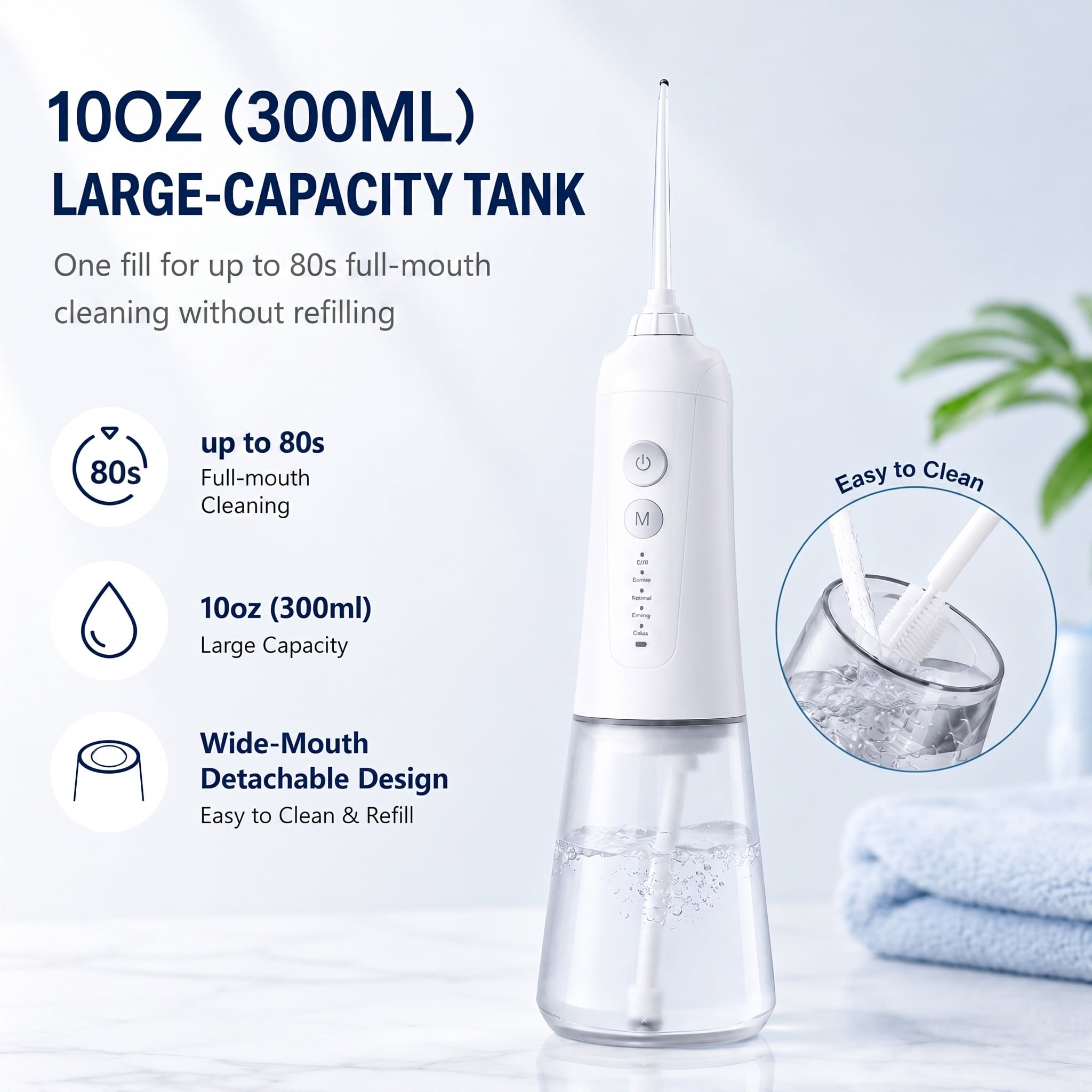 Portable Cordless Water Flosser, 5 Modes, 300ml Water Tank, 35-Day Battery Life, IPX7 Waterproof, Oral Irrigator for Braces and Sensitive Gums