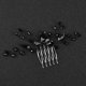 thumbnail image 2 of Zhuge Horquillas para el pelo de boda con flores para novias, peinetas con perlas de cristal,joyas con diamantes de imitación para novias, damas de honor y mujeres (negro), 2 of 5