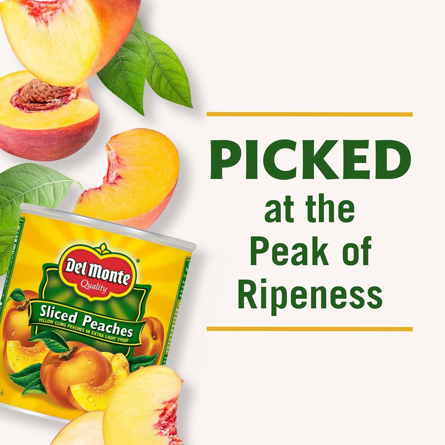 Del Monte Lite Sliced Peaches, Juicy Yellow Cling Peaches in Extra Light Syrup, 105 oz. With White Bowl By OMA