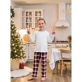 thumbnail image 3 of Argulvti Family Matching Christmas Pajama Set, Solid Color Long Sleeve Tops and Plaid Pants Sleepwear Outfits, 3 of 9