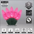 thumbnail image 3 of Wintergreen Lighting C6 Pink Christmas Lights LED String Lights, Set of 70 Lights on Green Wire, 24 Ft - Indoor/Outdoor Lighting, 3 of 7