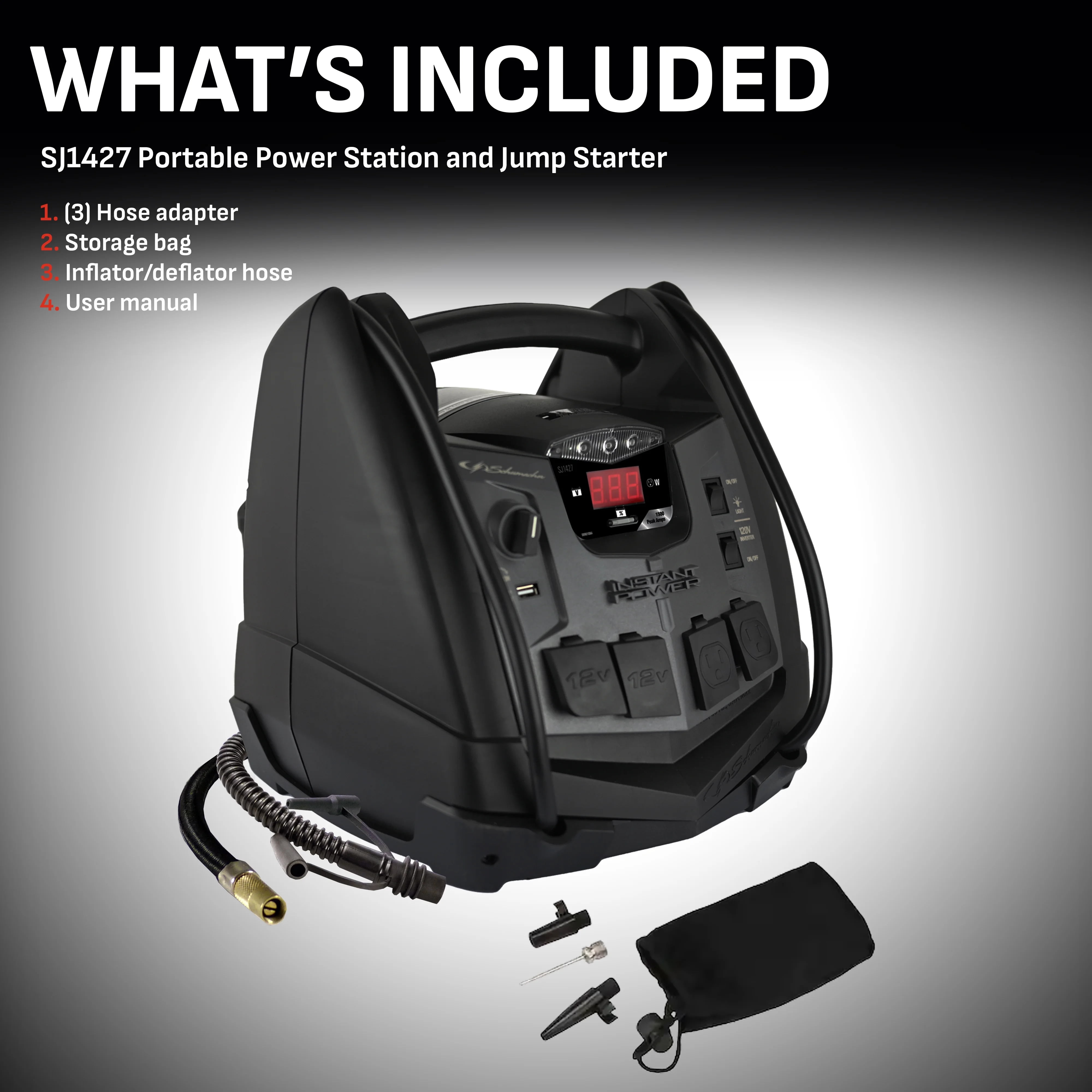 Restored Schumacher Electric RF940261427 6-in-1 1500A Car Battery Jump Starter & Power Station with 150-PSI Air Compressor,200W Continuous/400W Peak Inverter (Refurbished)