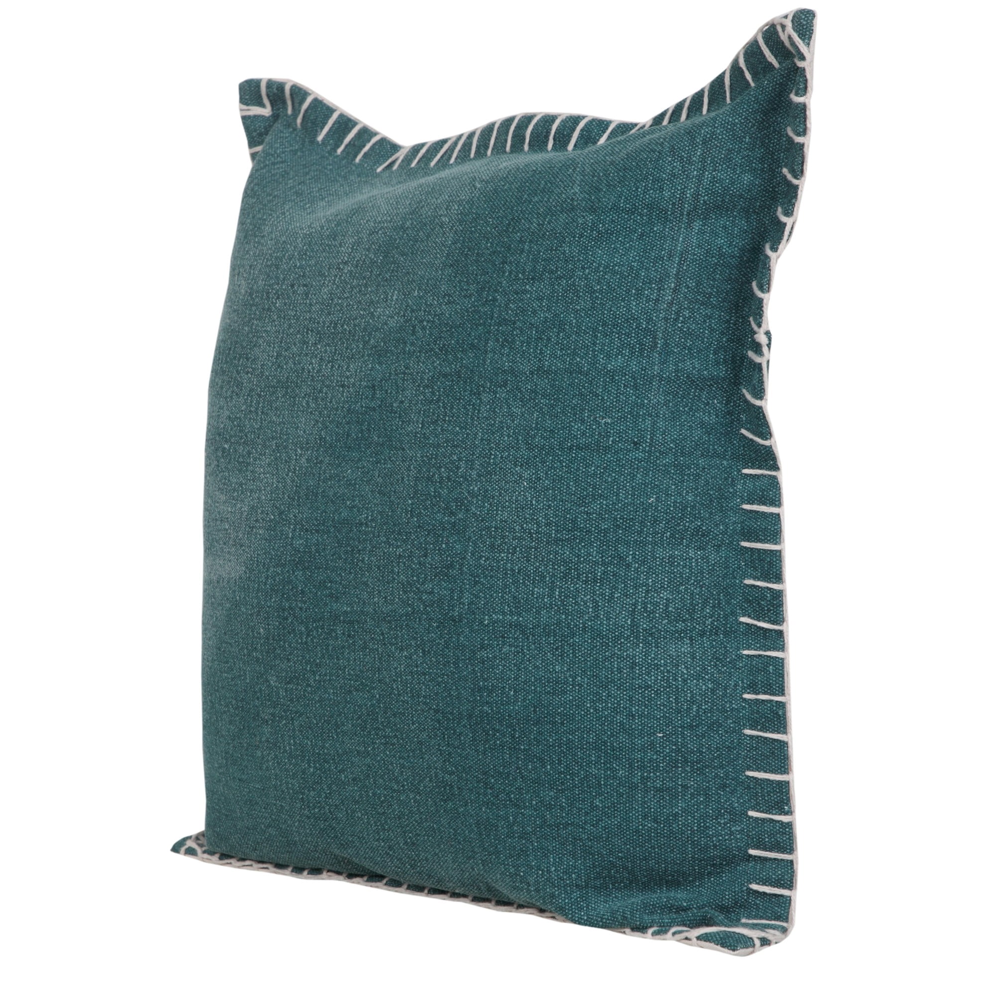 Laddha Home Designs Handwoven Embroidered Edge Square Throw Pillows - 20" - Green - Set of 2
