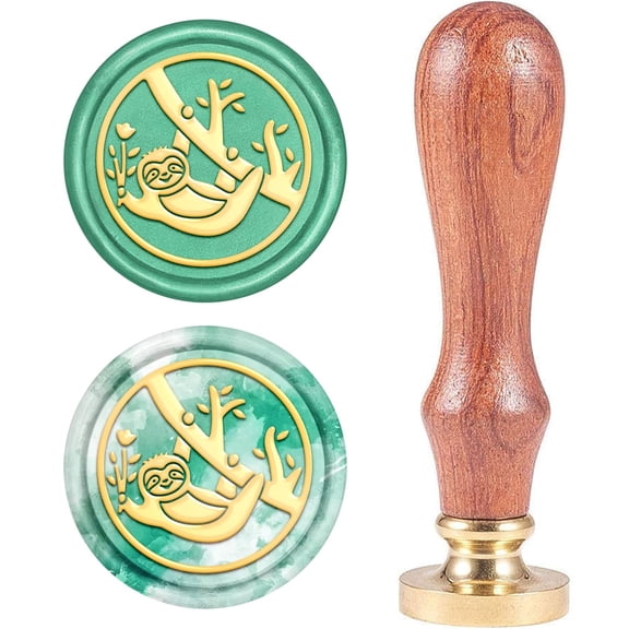 Wax Seal Stamp Sloth Retro Sealing Wax Stamp Animal Pattern with 25mm Removable Brass Head Wooden Handle for Envelope Card Package Decoration