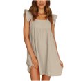 thumbnail image 1 of Vestidos Para Mujer Vestidos Cortos Pequeño Fresco Dulce Algodón Cáñamo Hongo Borde Color Sólido Vestido Sin Mangas Odeerbi ODB171339, 1 of 9