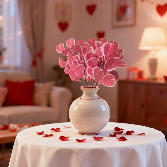 Vacemry under $5 Artificial Heart Branch, Artificial Floral Stems, Simulation Heart Branch for Valentines Decor, Plastic Wedding Tableware for Centerpieces