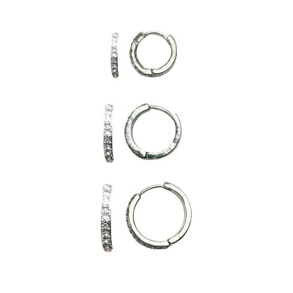 Time and Tru Hoop Earrings, Silvertone, 14mmx17mmx20mm, 3