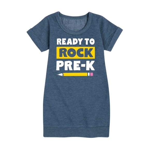 Instant Message - Ready To Rock Pre-K Graphic Short Sleeve Fleece Dress