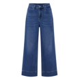 thumbnail image 5 of uublik Womens Jean Capris High Waisted Straight Jeans Loose Wide Leg Stretchy Denim Pants with Pockets, Blue, 5 of 6