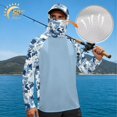 thumbnail image 3 of Bulopur Men's UPF 50+ Fishing Hoodie Camo Hunting Fish Print Long Sleeve Sun Protection Shirt with Breathable Face Mask for Outdoor Hiking Running, 3 of 8