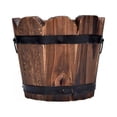 thumbnail image 2 of Retro Planting Flower Barrels Rustic Succulent Wavy Edge Planter Box Wood Barrels Flower Pot, 2 of 5