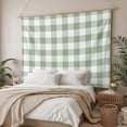 thumbnail image 3 of Sage Green Checkered Large Tapestry for Bedroom Wall Hanging Tapestry, Farmhouse Buffalo Plaid Ceiling Backdrop Tapestries Poster Blanket Wall Decor for Teens Room Living Room Dorm 100" x 59", 3 of 8