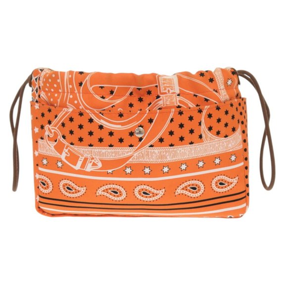 Pre-Owned Hermes Foorby 20 Bag-in-Bag Silk Orange X Stamp (2016 Model) Pouch... (Good)