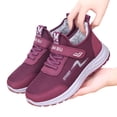 thumbnail image 5 of IEMIEMIEM Women's Winter Fur Lined Arch Support Sneakers Fashion mesh Upper Comfortable Warm Non-Slip Lightweight Hook & Loop Platform Walking Sport Shoes 6 wide, 5 of 6