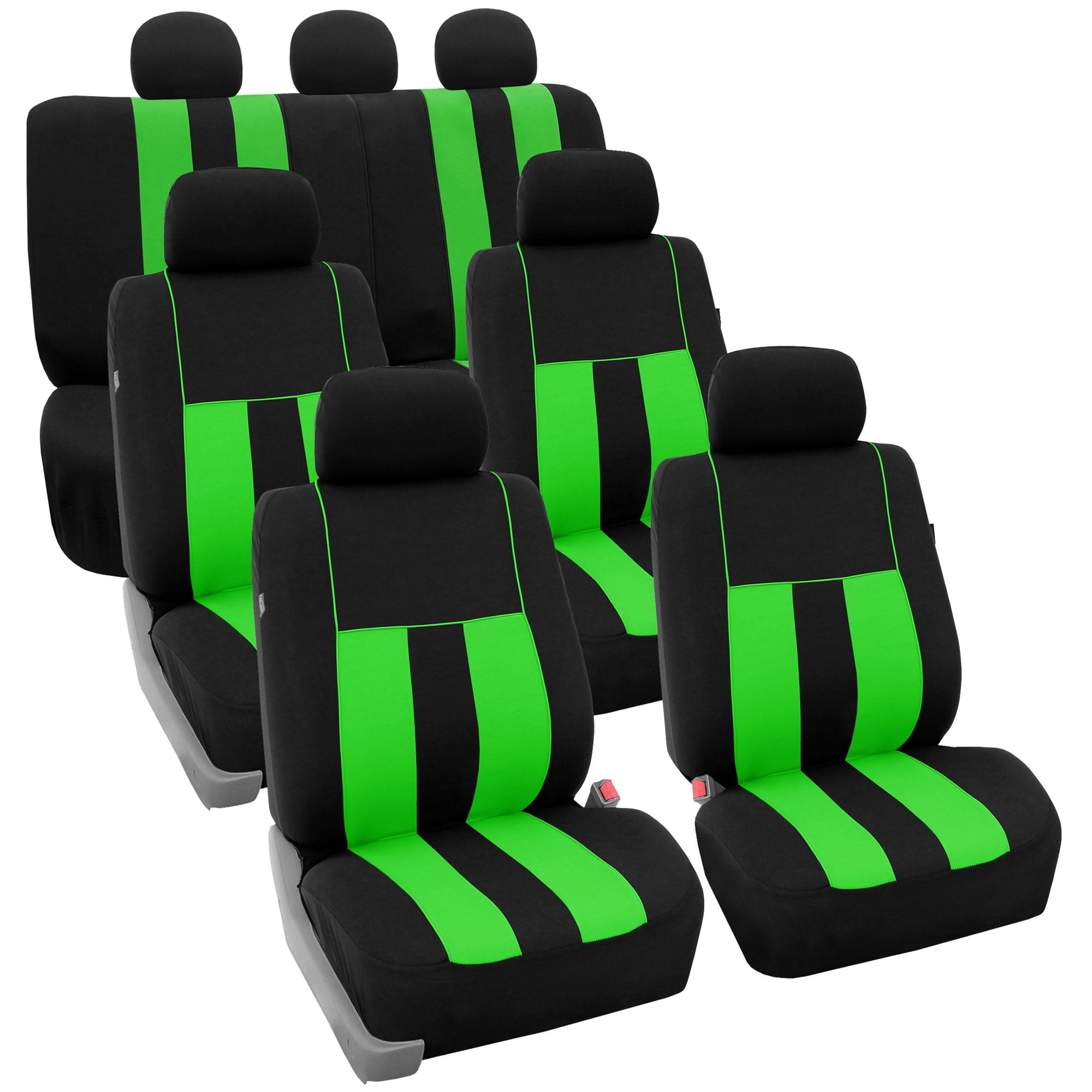 FH Group Car Seat Covers Full Set Green Cloth Universal Fit