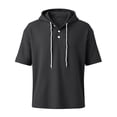 thumbnail image 5 of Plus Size Big & Tall Men's Cotton Pullover Hooded Top Short Sleeve Casual Solid Color T-Shirt Hoodie Drawstring Loose Fit Summer Basic Streetwear Outfits Travel Essential, 5 of 7