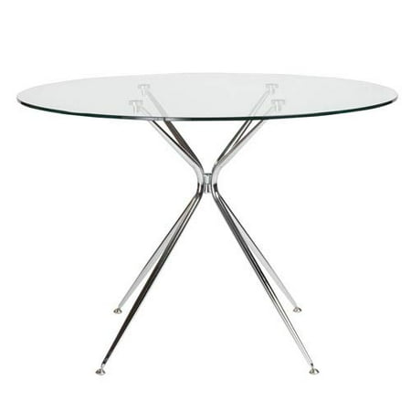 Atos 42 Inch Round Dining Table With Clear Tempered Glass Top And Atos 42 Inch Round Dining Table With Clear Tempered Glass Top And Chrome Base Com