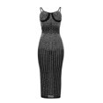 thumbnail image 3 of Gibobby Camisón de satén para mujer Día de San Valentín OS6618 europea y americana moda mujer club nocturno Sexy malla transparente vestido con tirantes cal(Negro,M), 3 of 5