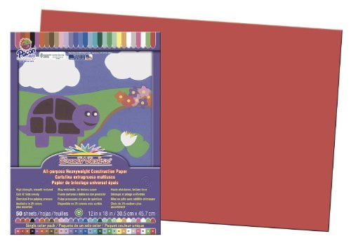 Pacon SunWorks Construction Paper, 12-Inches by 18-Inches, 50-Count, Holiday Red (9907)