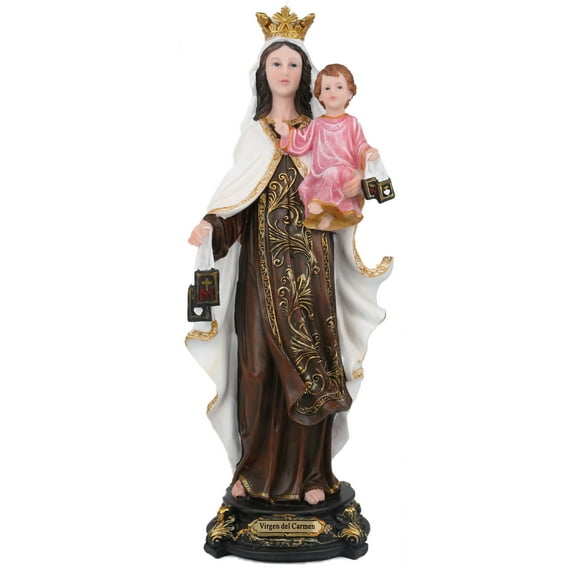 Virgen Del Carmen 17" Patrona de La Orden Carmelita De Los Marineros y De La Armada Española Resin Religious Figure