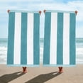 thumbnail image 3 of Superior Cabana Striped 2-Piece Oversized Cotton Beach Towel Set, Turquoise, 3 of 9