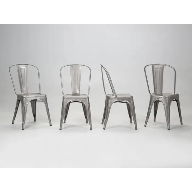 Heavenly Collection Silver Metal Dining Chairs – Set of 4, Modern & Durable for Kitchen or Dining Room