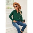 thumbnail image 2 of Anbech Vneck Women Solid Color Shirt Buttons Long Sleeve Blouse Casual Fashion Tops, 2 of 9