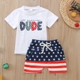 thumbnail image 2 of Gerichy 4th of July Baby Boy Outfits Flag Letter Short Sleeve T-Shirts Tops Stars Print Shorts Infant Boy Summer Clothes, 2 of 6
