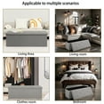 thumbnail image 7 of Storage Ottoman Bench, 43"Foldable Storage Bench with Upholstered Tufted, Storage Ottoman with Breathable Imitation Linen, Storage Ottoman Bench Footrest for Bedroom, Living Room, Entryway, Gray, 7 of 7