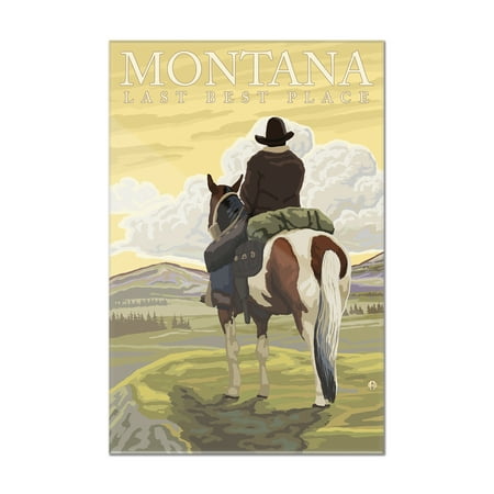 Montana - Last Best Place, Cowboy - Lantern Press Artwork (8x12 Acrylic Wall Art Gallery