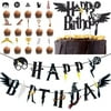 BUZIFU Happy Birthday Banner Cake Decorations and Cupcake Topper Harry Potter Magic Party Garland Wizard Birthday Party Decorations Halloween Party Supplies Decoration for Adults Kids Boys and Girls