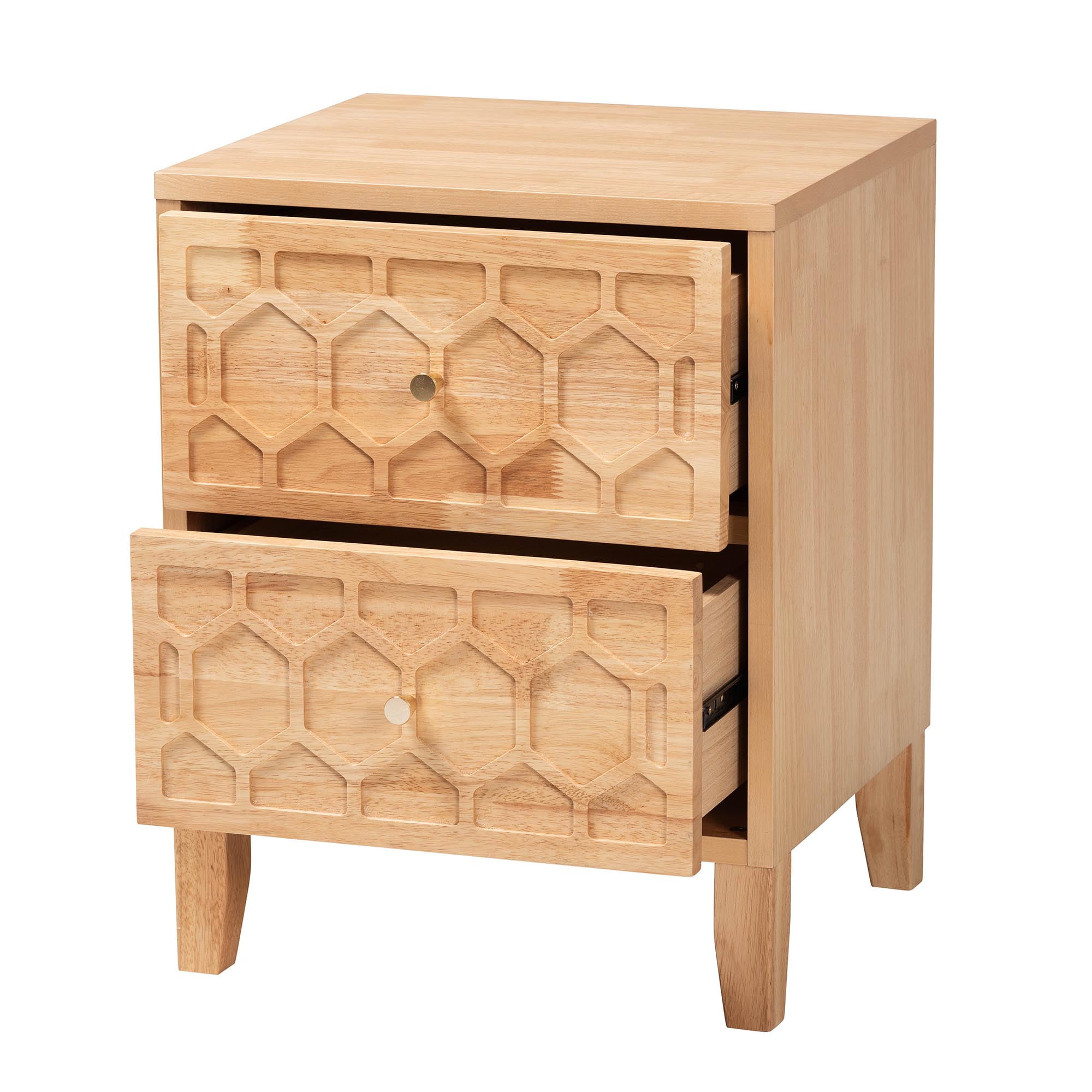 Baxton Studio Hosea Japandi Nightstand, 2-Drawer, Natural