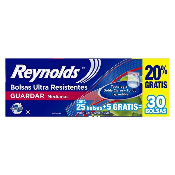 Bolsas resellables Reynolds medianas 30 pzas